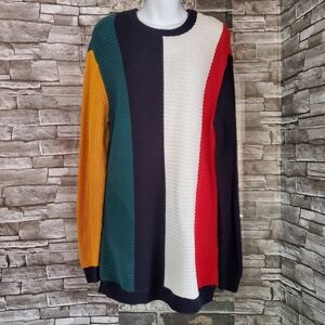 Pacsun Color Block Retro 90s Longline Sweater Pullover Chunky Knit Long Sleeve S